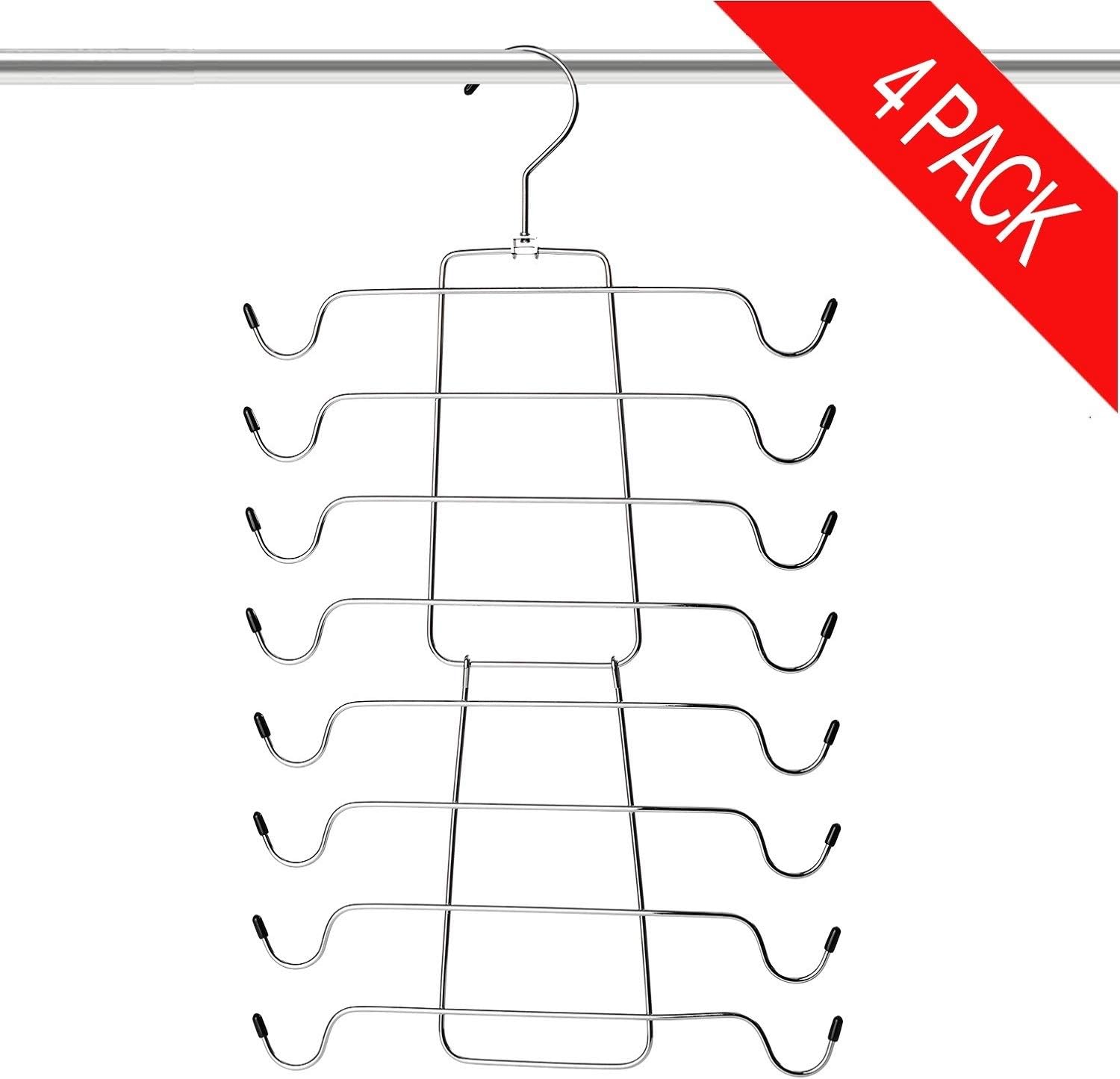Amazon Com Bloberey Tank Tops Hanger Metal Folding Space Saving Hanger Closet Organizer For Tank Tops Cami Bras Bathing Suits Belts Ties 4 Pack Home Kitchen