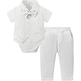 YALLET Baby Boy Clothes Suit Infant Boy Wedding Christening Outfits, 4Pcs Set Easter Baptism Outfits for Boys 0-24 Months