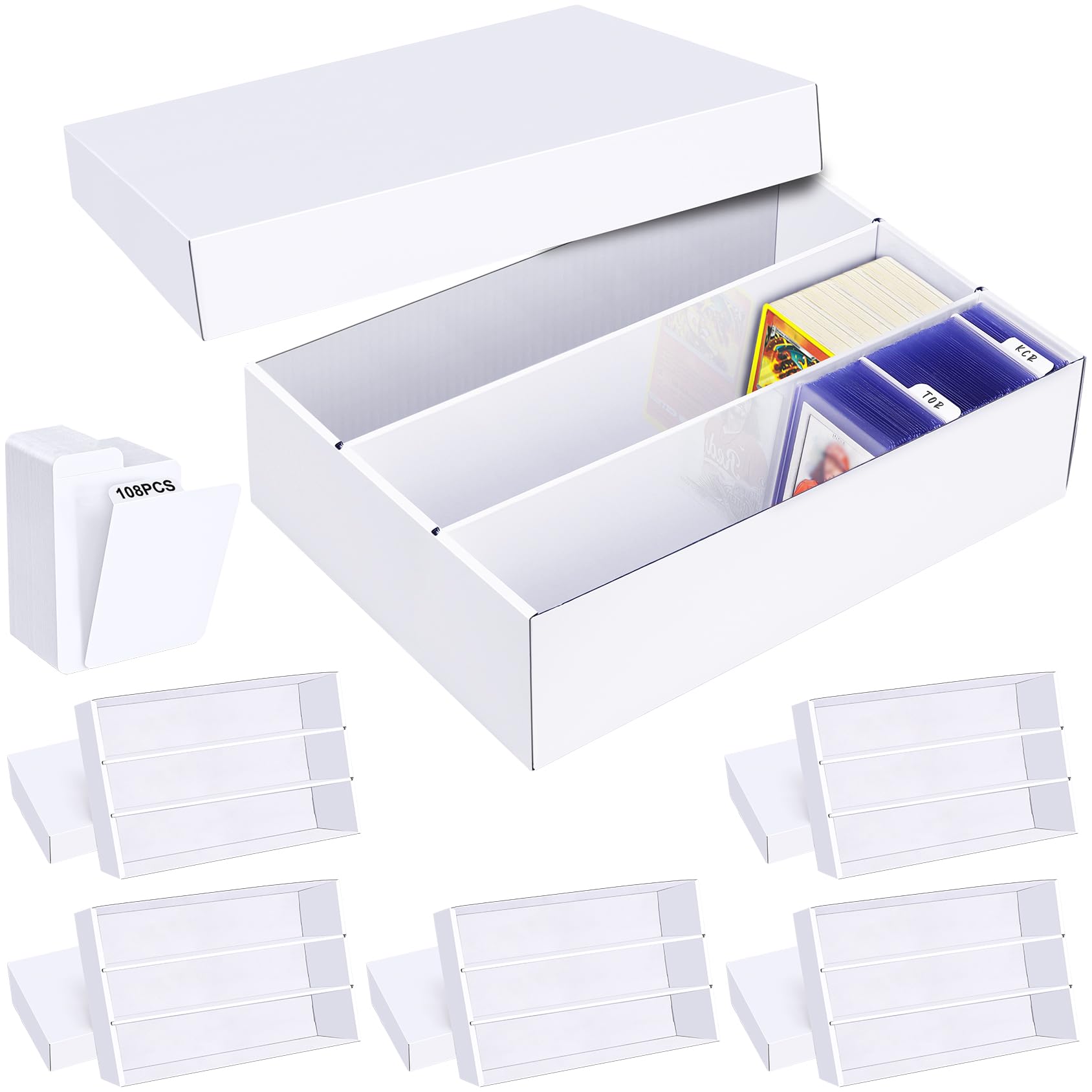 Photo 1 of Leyzan Trading Card Storage Box 6 Pack–2400 Count Cardboard Organizer with Dividers for MTG, TCG, Sports, Toploader, Commander