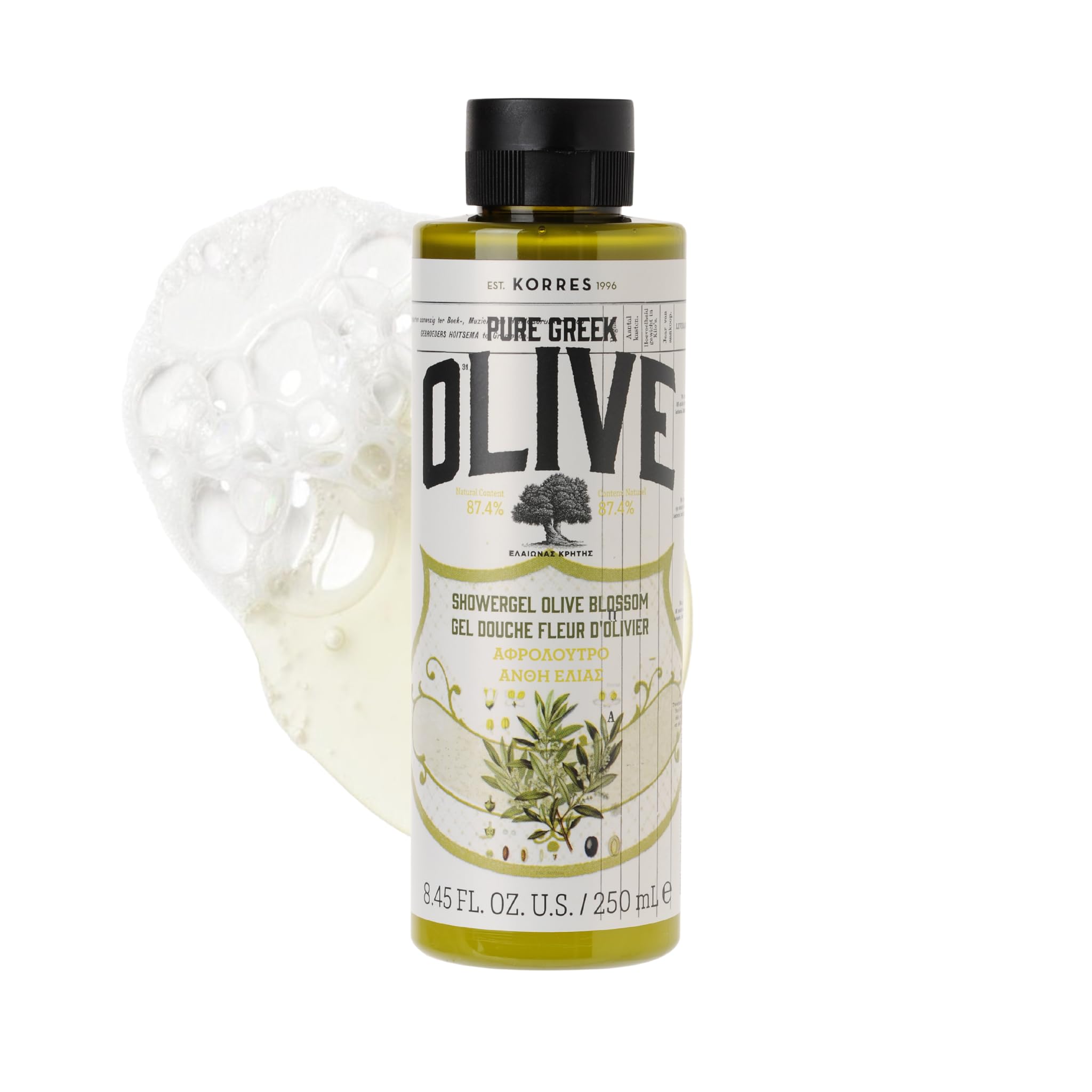 KORRES Pure Greek Olive Natural Olive Blossom Shower Gel, Vegan