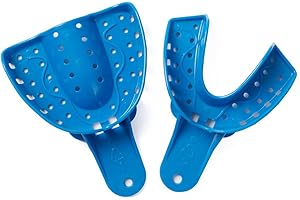 DENTIMICA Dental Impression Trays Perforated Plastic Disposable Denture Instruments Tray Upper Lower (Large Lower 6pcs)