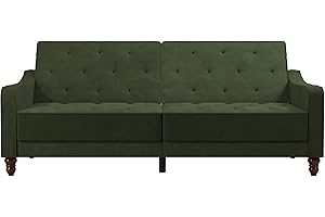 Novogratz Vintage Tufted Split Back Futon in Green Velvet