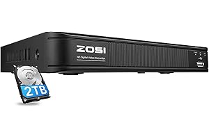ZOSI H.265+ 5MP Lite 8 Channel CCTV DVR Recorder with Hard Drive 2TB, Remote Access, Motion Alert Push, Hybrid Capability 4-i