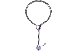 paloli Womens Slip Chain Necklace Heart O-Ring, Punk Rock Cuban Long Necklace Jewelry For Women, Adjustable Lariat Y-Necklace Heart Locker With Key