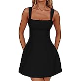 DAAWENXI Women's Casual Square Neck Sleeveless Tank Top Flare Mini Dress A Line Party Club Dresses