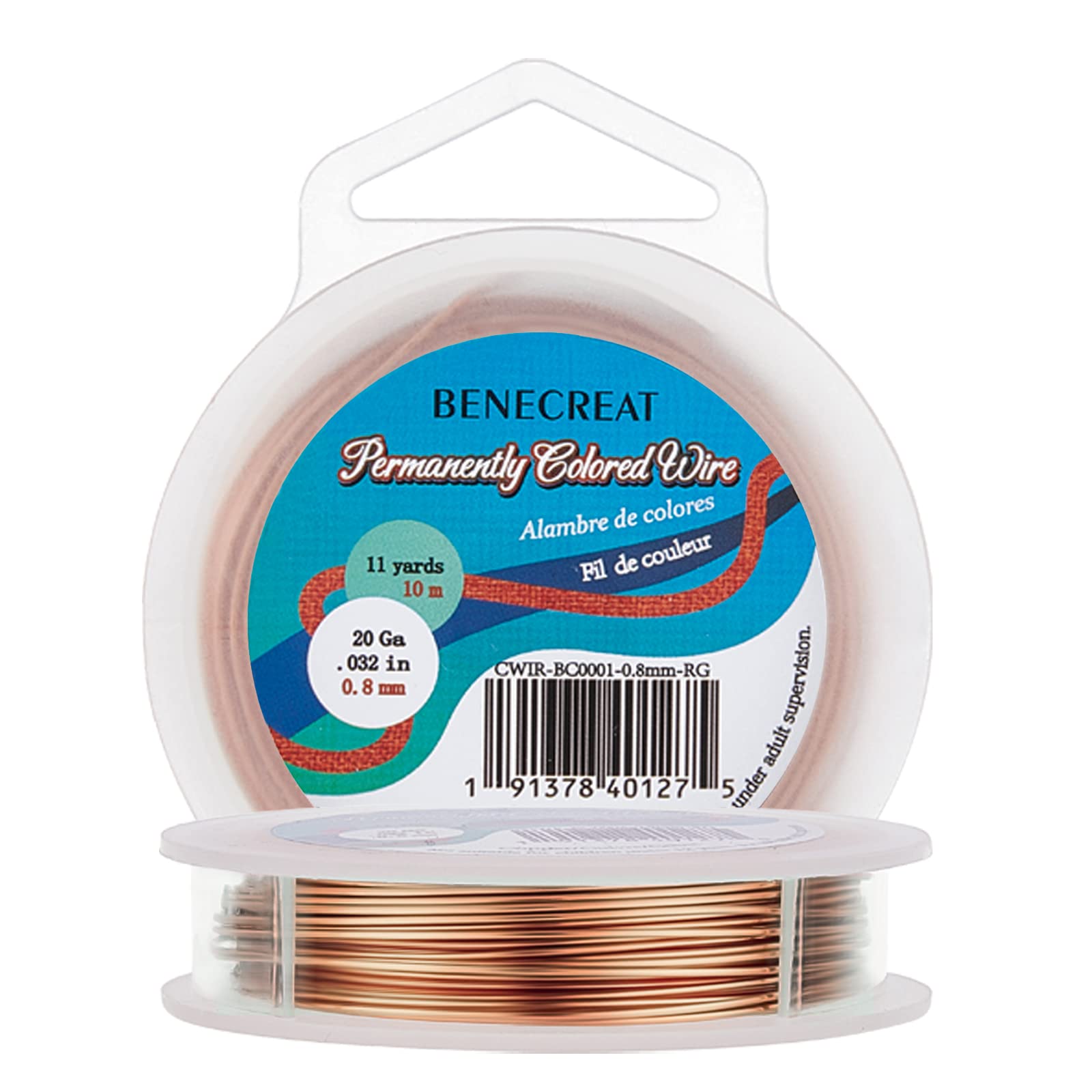 BENECREAT 20Gauge(0.8mm) Tarnish Resistant Copper Wire Jewelry Beading Wire, 10M/11Yard