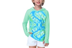 AOBUTE Unisex Kids Long Sleeve Hoodie Rash Guard Boys UPF 50+ Swim Top with Thumb Hole 3-12 Years