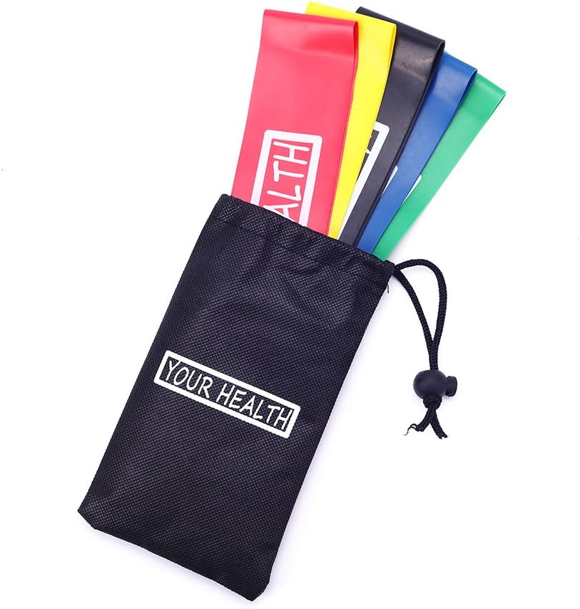 Exercise Resistance Loop Bands Set of 5 - Light Medium Heavy Strength Loop for women, men, girls, and boys Workouts. Workout Bands for Ankle, Leg, Yoga, Physical Therapy and Home Fitness.