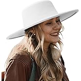 EOZY Women Men Classic Felt Fedora Hat Wide Brim Flat Top Jazz Panama Hat Casual Party Church Hat