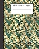 Paperback Composition Notebook: Faux Golden Floral Flower Pattern College Ruled Notebook Lined School Journal Book