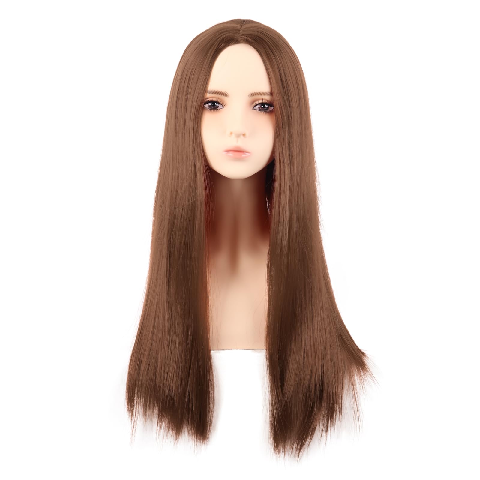 MapofBeauty 28 Inch/70 cm Monochrom Side Bangs Long Straight High Temperature Fiber Fashion Wig (Light Brown) โ image 1