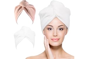 YoulerTex Microfiber Hair Towel Wrap - 2Pack Hair Head Drying Turban Curly Fast Absorbent Dry Anti Frizz Twist Plopping Long 