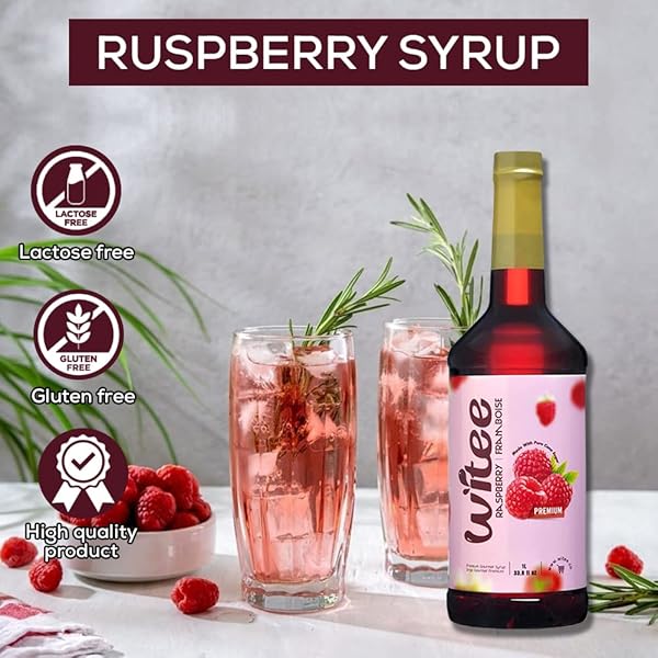 WITEE PREMIUM RASPBERRY SYRUP/FLAVOR CONCENTRATE – 1 LITRE / 33.8 FL OZ