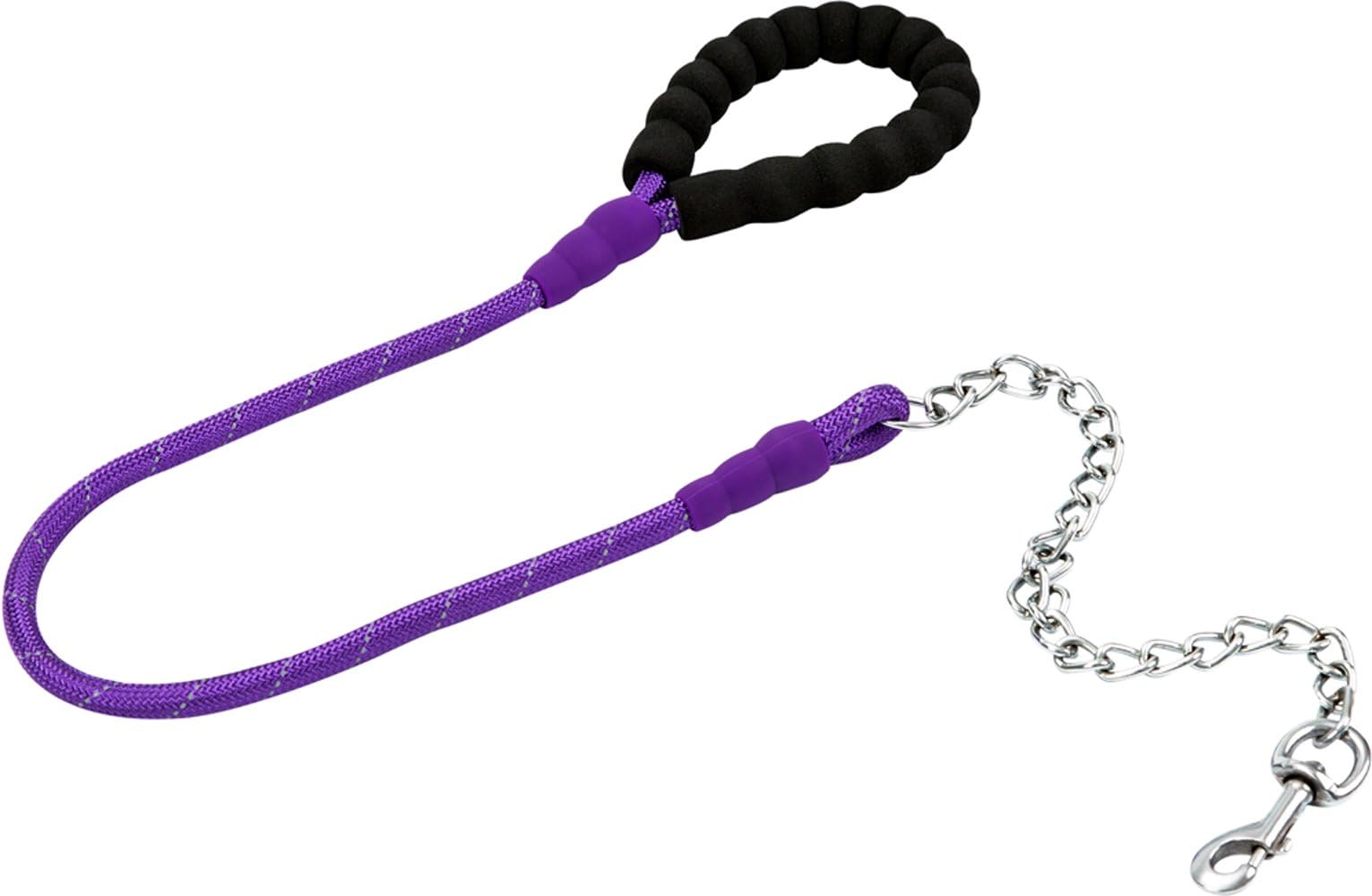 Yobao Dog Leash Chew Proof Durable&Sturdy Dog Chain Lead Fashion Reflective Rope with Padded Handle for Medium to Large Breed Dogs 4 FT Length Best Choice to pet in Training (Purple)