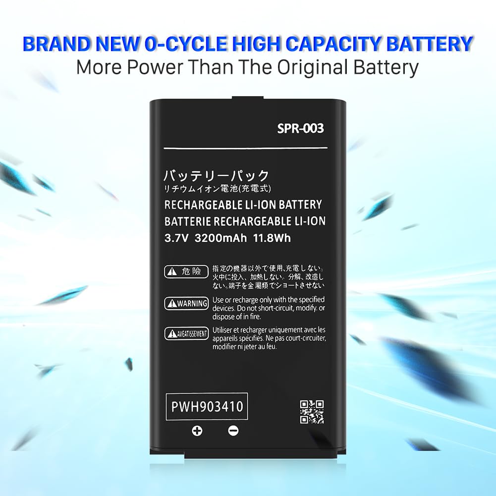 3DS XL Battery Pack, (2024 New Version) Ultra High Capacity 3200mAh Li
