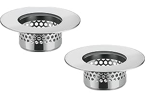 WELANGBN Bathroom Sink Filter - Fits 1.25"-1.60" Hole (2pcs) | Stainless Steel Hair Catcher for Bathroom/Bathtub/Laundry/RV Sink (Unpolished Silver)