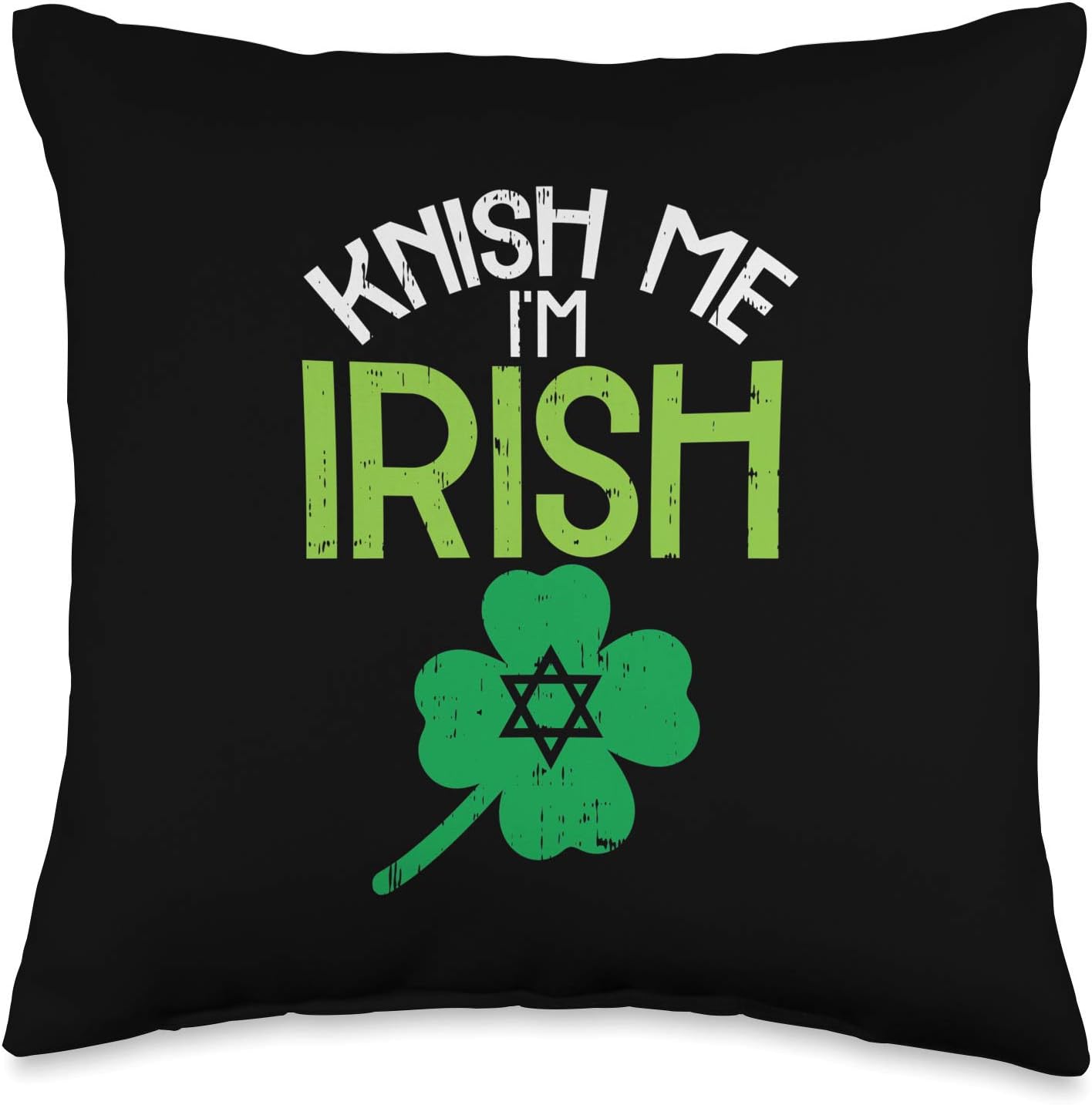 BoredKoalas Funny St. Patrick's Day Pillows Irish Knish Me Im Irish Jewish Food Pun St Patricks Day Jew Gift Throw Pillow, 16x16, Multicolor