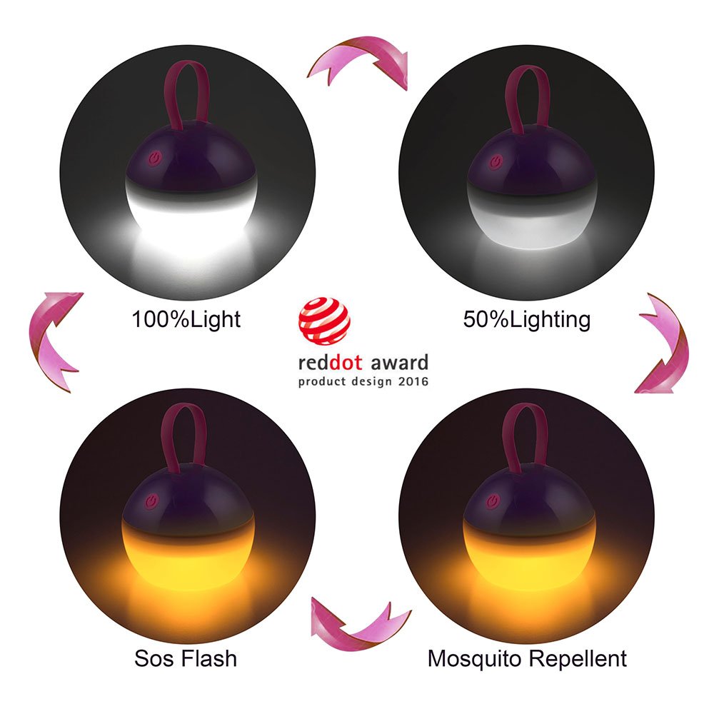 Portable Rechargeable Camping Lantern 4 Lighting Modes with IP67 Waterproof 100 Lumens LED Hanging Night Light for Backpacking - Hiking - Home - College