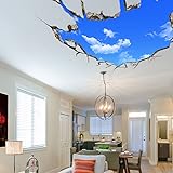 U-Shark 3D Self-Adhesive Removable Break Through The Wall Vinyl Wall Stickers/Murals Art Decals Decorator (Blue Sky(27.6" X 3