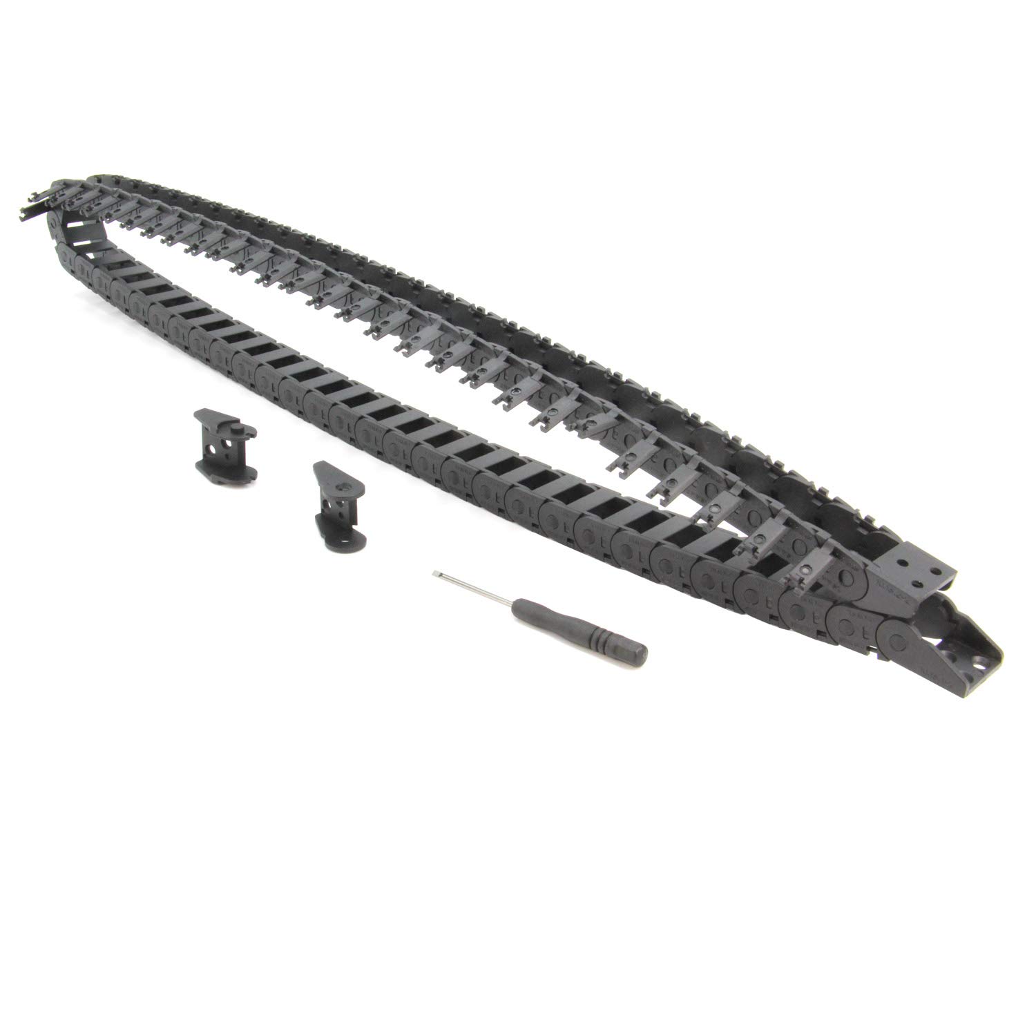 Zeberoxyz 10X15mm Drag Chain Length 1Meter Open Type Black Plastic Cable Carrier R18 with 1Kit End Connectors for 3D Printer and CNC Machines (10mmX15mm)