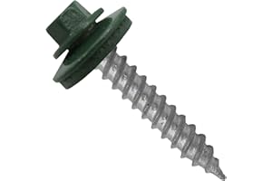 JAKE SALES Metal Roofing Screw: (250) 12 x 1-1/2" Evergreen Hex ReGrip Sheet Metal Roof Screw. Sharp Point Metal to Wood siding Screws. 9/16" EPDM Washer.