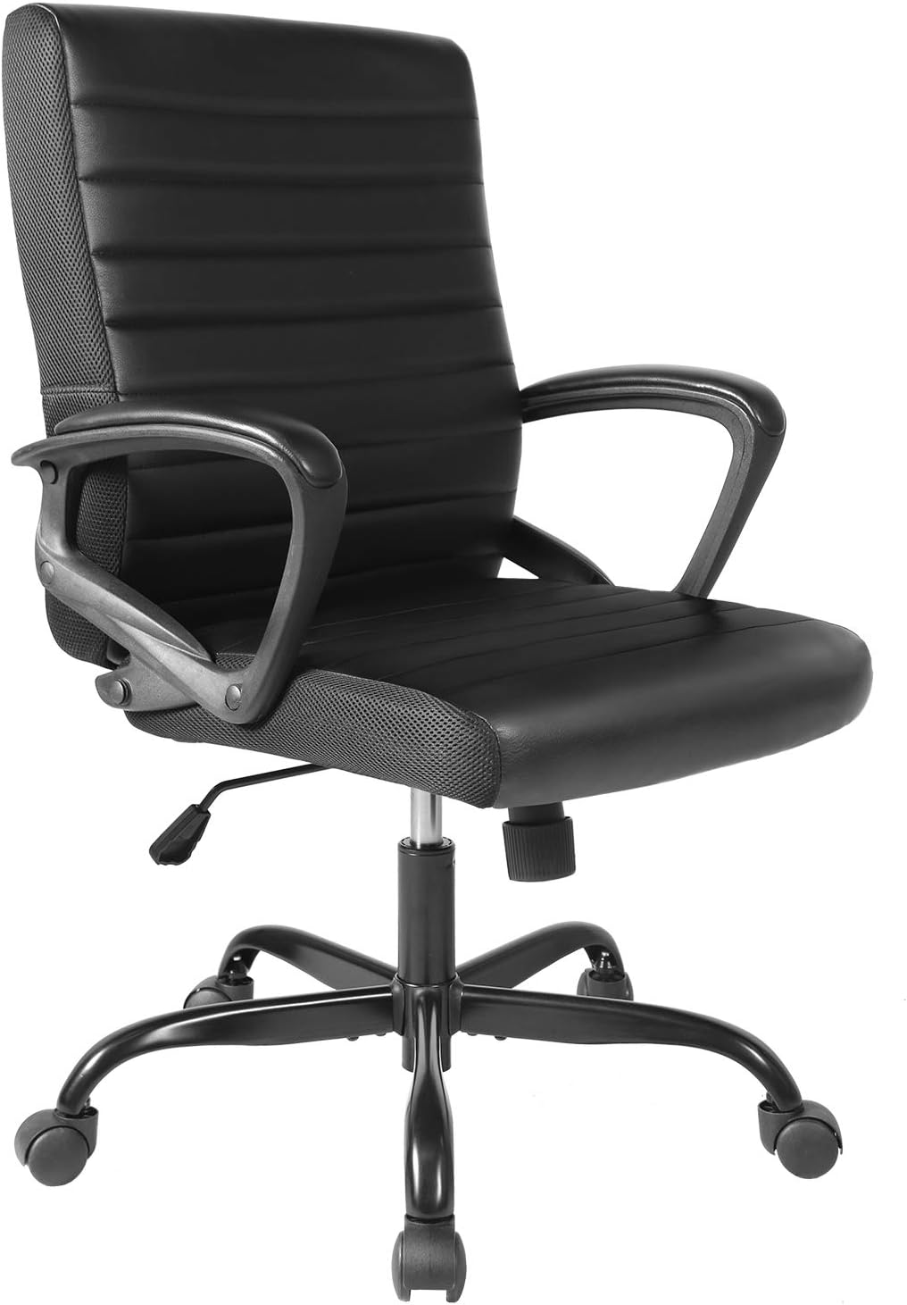 Office Chair Bonded Leather, Ergonomic Executive Computer Task Office Desk Chair Mid-Back with Swiveling Casters for Home Office Conference Room