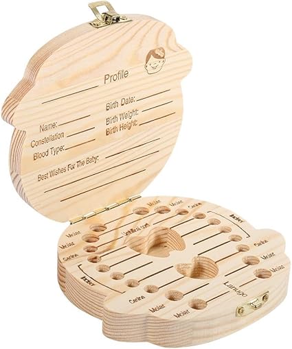 Zyini - Caja de Almacenamiento de Dientes, Caja de Madera con ...