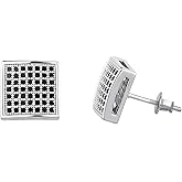 TOPGRILLZ 925 Sterling Silver Square Screw Stud Earrings 14K Gold Plated 5A+ Cubic Zirconia Iced Out Square Screw Back Hypoallergenic Cube Large Stud Earrings For Men Women