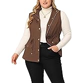 Agnes Orinda Plus Size Jackets for Women Lightweight Sleeveless Anorak Cargo Vest
