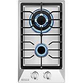 Empava 12" Gas Stove Cooktop with 2 Italy Sabaf Sealed Burners NG/LPG Convertible in Stainless Steel