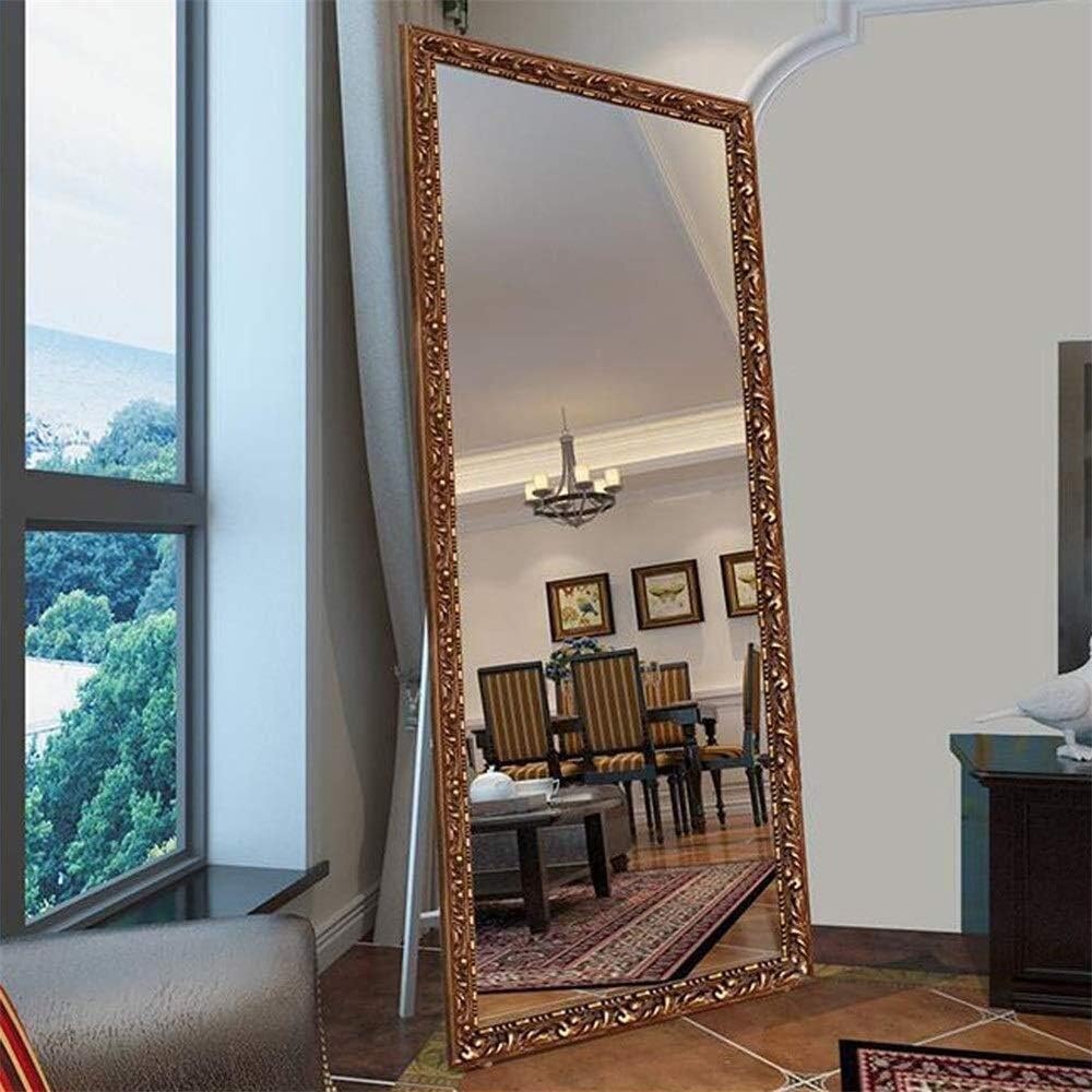 Tian Full-Length Floor Mirror,Bedroom Living Room European The Natural Solid Wood Slimming Effect Dressing Mirror (Color : Engraving, Size : 18080cm)
