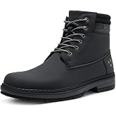 Athlefit Mens Casual Hiking Boots Fashion Chukka Work Booties for Men | Ribbed Patchwork Cuff Ankle Support, Round Toe, Adjustable Laces, PVC Slip&amp;Wear Resistant Sole, Outdoor Daily Multi-Scene