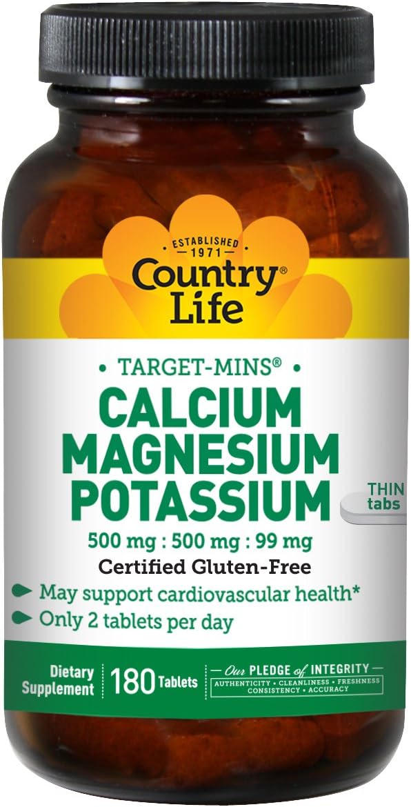 Country Life TargetMins Calcium Magnesium Potassium, 500mg/500mg