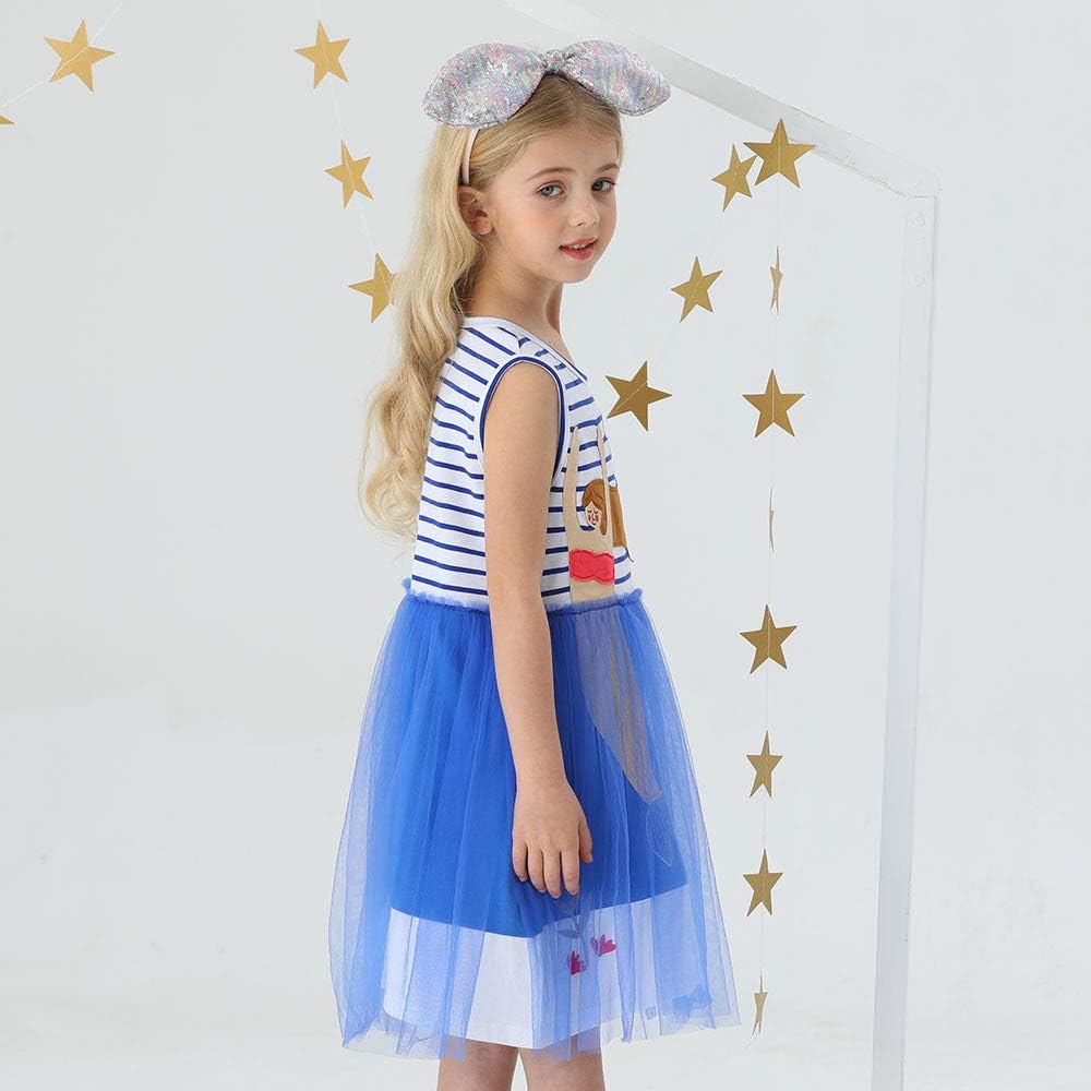 Girls Clothes Cotton Short Sleeve Casual Summer Striped Dresses for Girls Kids 2-8 Years: Clothing