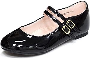 WIKENCY Girls Dress Shoes Mary Jane Shoes for Girls,Princess Ballet Flats Flower Girl Wedding Party School Shoes