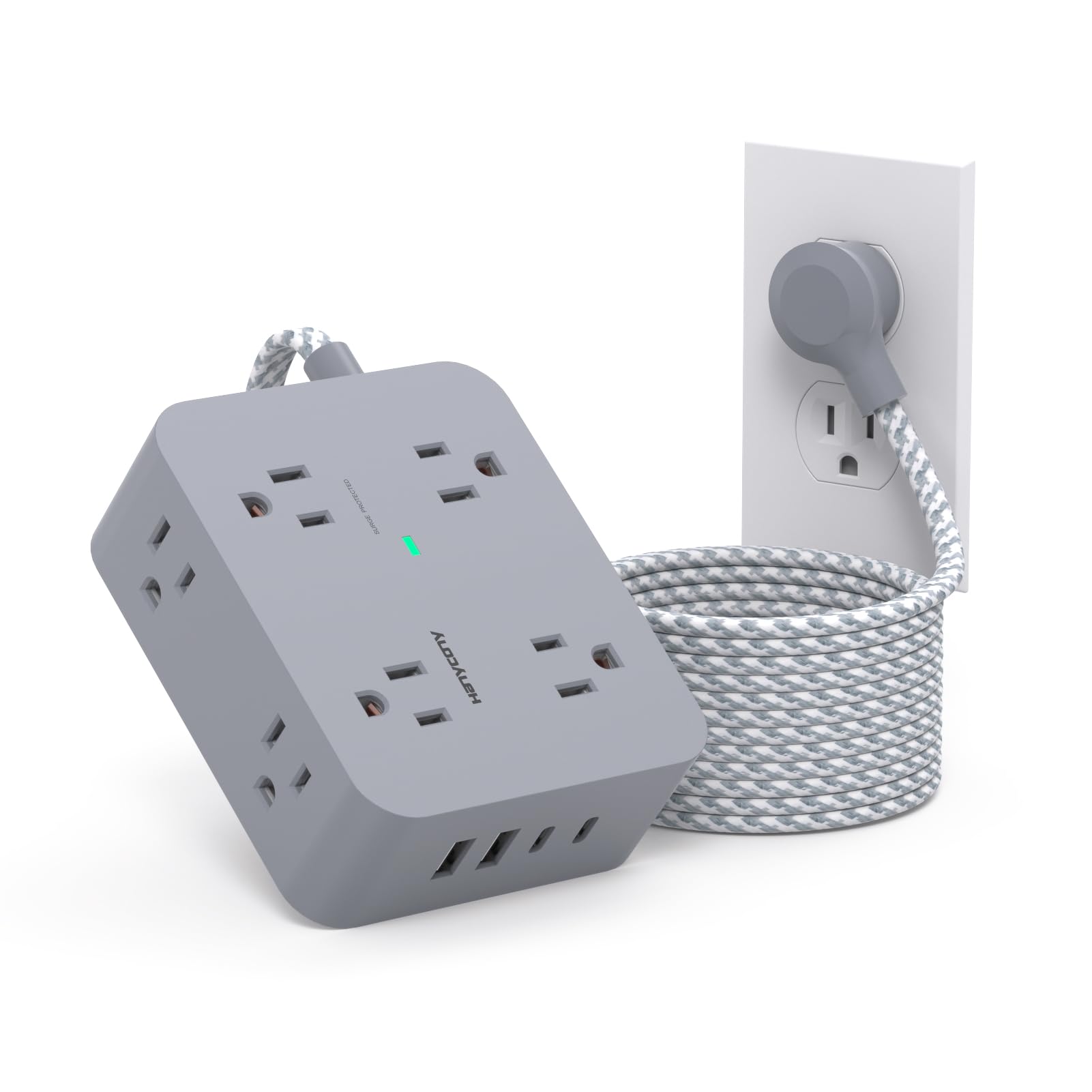 Extension Cord 6 Feet, HANYCONY Surge Protector