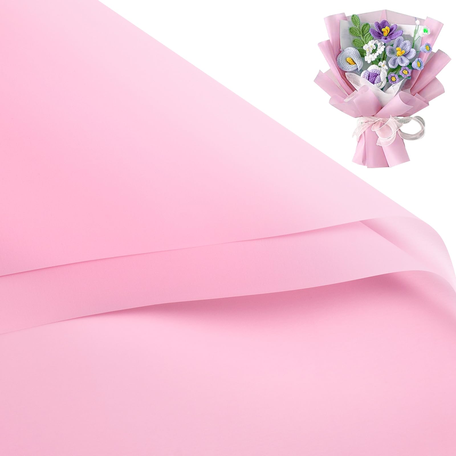 Photo 1 of WRAPAHOLIC 20 Sheets Flower Wrapping Paper - 22.4 x 22.4 inch Pure Light Pink Water-Resistant Floral Bouquet Wrapping Paper, Florist Supplies Packaging for Wedding Birthday Gift DIY