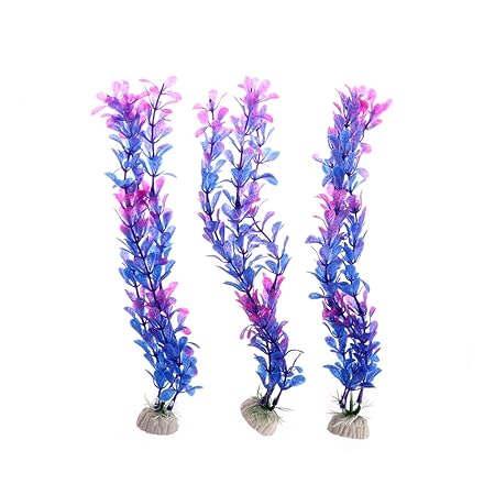 BouT Künstliche Wasserpflanzen für Aquarien, Violett, 3 Stück