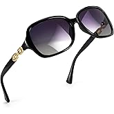 SIPHEW Women's Polarized Sunglasses - Wrap Around Stylish Square Oversized Frame w UV Protection Sun Glasses for Women