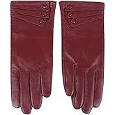 Nappaglo Nappa Leather Gloves Warm Lining Winter Button Decoration Lambskin for Women
