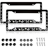 Butterfly License Plate Frame Aluminum Metal License Plate Frames for Women Fits Standard Us Vehicles (Set of 2, 12.3" x 6.3")