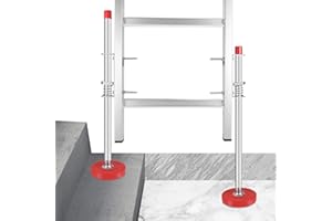 SLIIMU Ladder Levelers - 20'' Anti-Slip Steel Pole, Adjustable Extension Legs for Ladders, Universal Stair Stabilizer - Orange