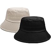 PFFY 2 Packs Bucket Hat for Women Men Cotton Hats Sun Beach Fishing Cap