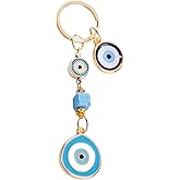 BCS Evil Eye Keychain Bag Charm - Good Luck & Protection Amulet - Car Keyring Purse Accessories for Women