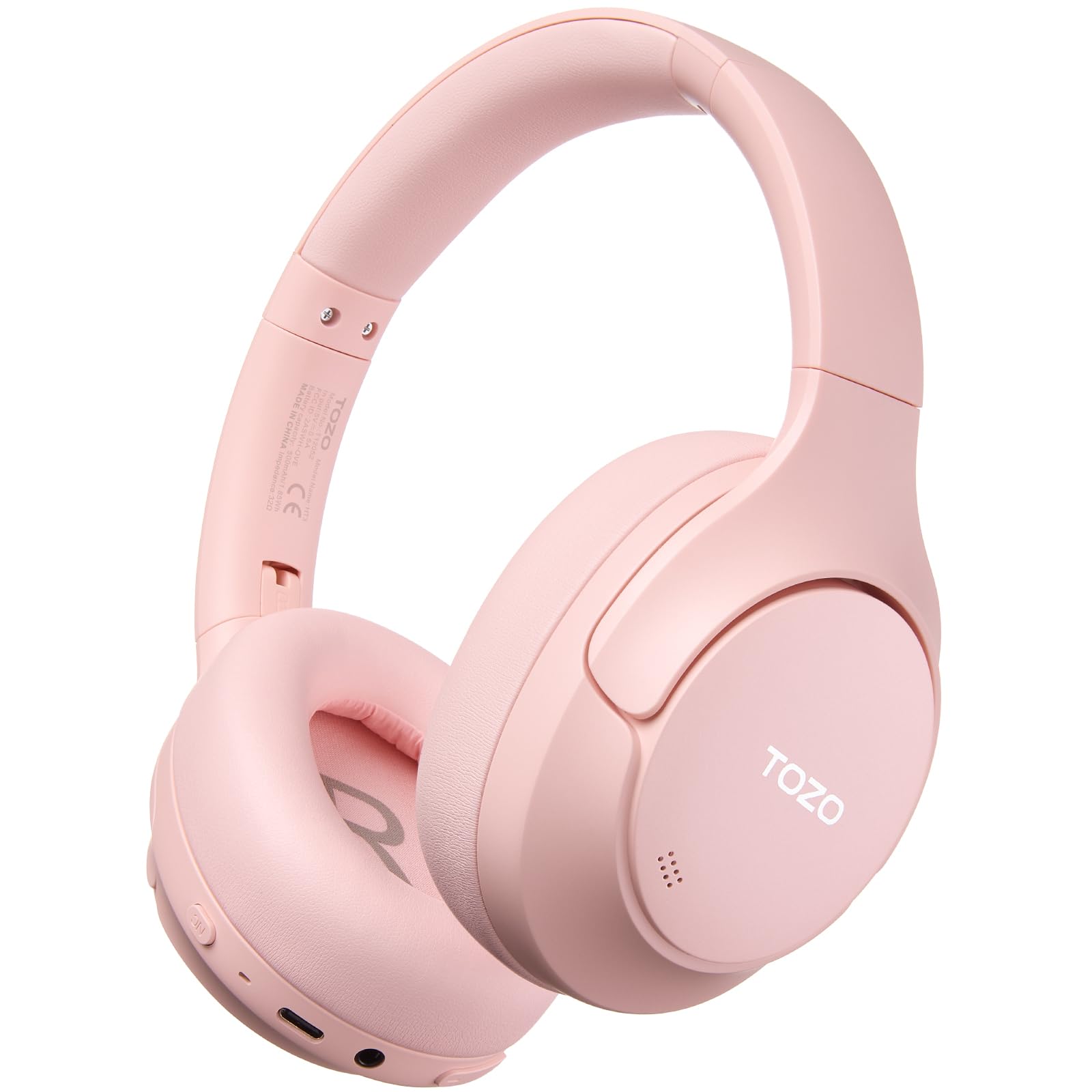 TOZO HT3 Hybrid Noise Cancelling Headphones, 90H Battery Life Wireless Over Ear Bluetooth 6.0 Foldable Headset, AI Voice Assistant with 5 Mics, Connect 2 Devices and Hi-Res Sound, 32 EQ Audio Presets