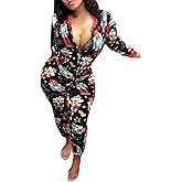 VNVNE Women's One Piece Onsie Print Sleepwear Ugly Christmas Pajamas Jumpsuit Rompers Clubwear Nightwear