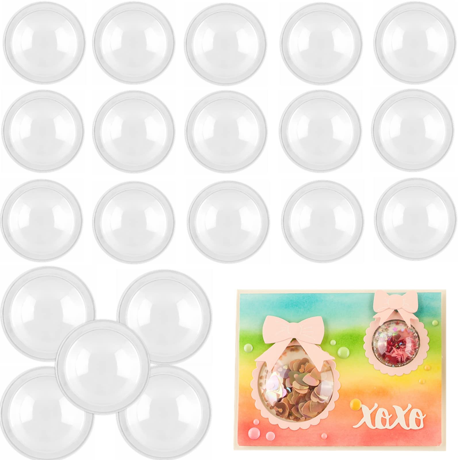 Briartw 20 PCS 1-1/4" Diameter Round Shaker Covers for Shaker Cards Making Scrapbooking Low Profile Plastic Clear Shaker Pourch Covers Dimensional Shaker Domes Puffy Shaker Covers Window Blister
