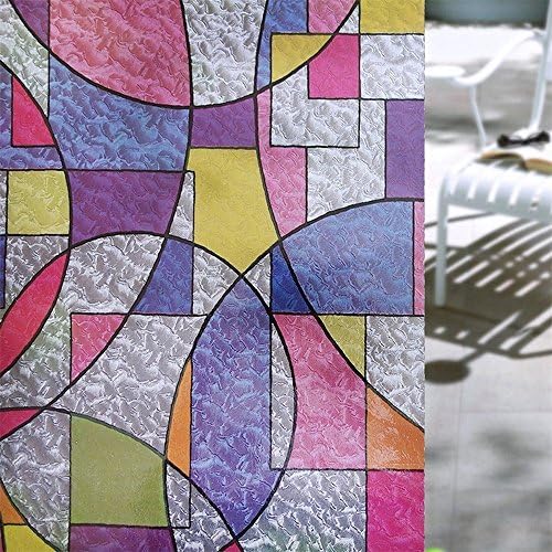 Viclover Privacy Static Window Film Glass Self Adhesive Vinyl Clings Decorative Stained Frosted No Glue Films