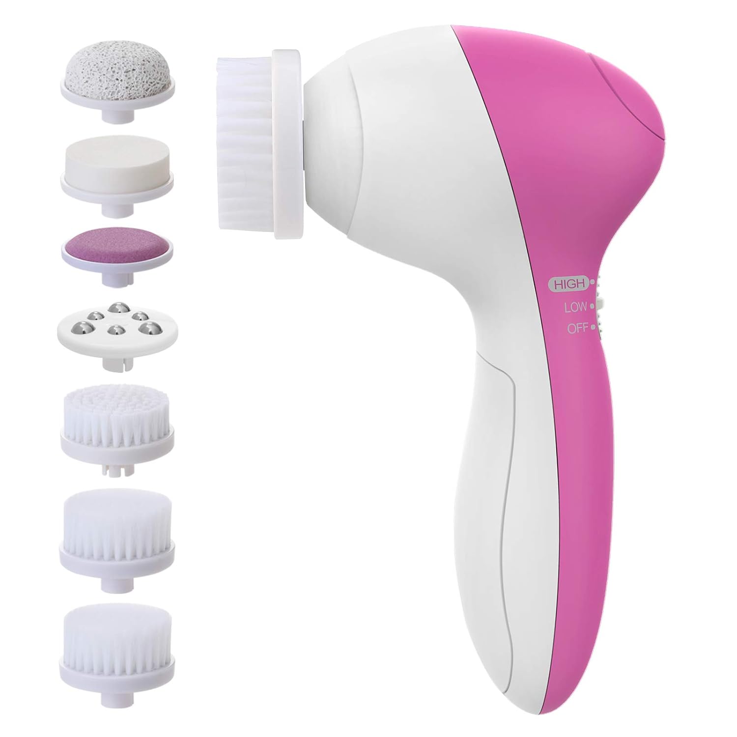 PIXNOR Facial Cleansing Brush [Newest 2020], Waterproof Face Spin Brush with 7 Brush Heads for Deep Cleansing, Gentle Exfoliating, Removing Blackhead, Massaging: Beauty