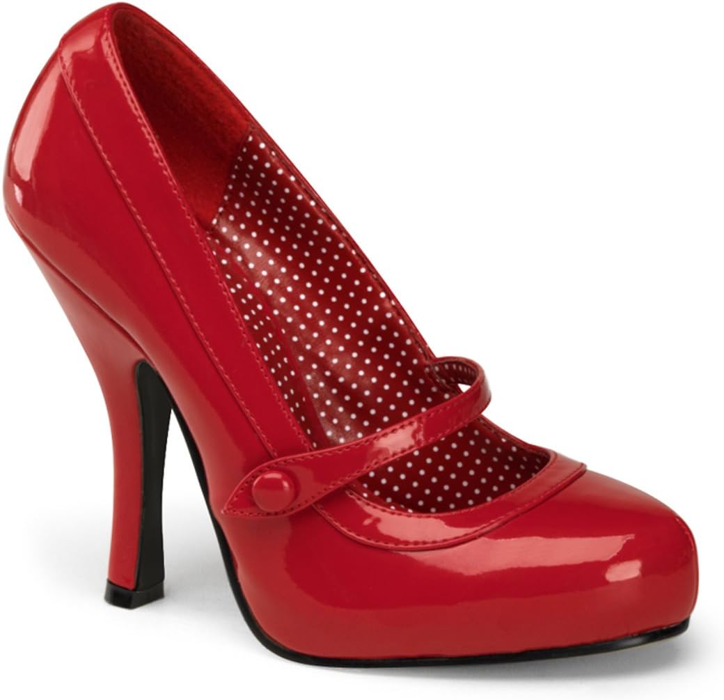 Women's 4 1/2 Inch Heel, 3/4 Inch Hidden Platform Mary Jane Pump (Red Patent;6)